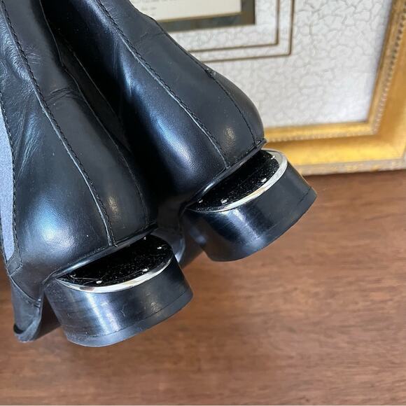 Alexander Wang Anouck Chelsea Bootie Black Leather Gray Stitch Size 35.5/ US 5.5 - Picture 7 of 16
